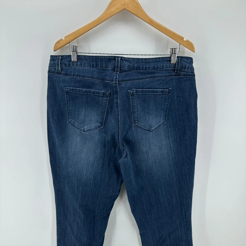 D. Jeans Mom Skinny Fit Womens 16 Blue Dark Wash Curve High Rise Comfort Stretch